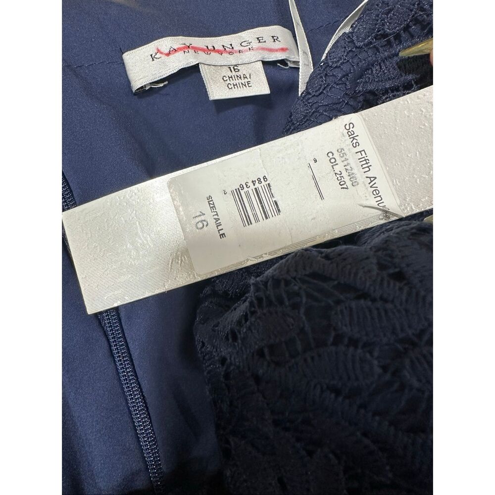 Kay Unger Claudia Pleated Lace Gown Size 16 $398 - Picture 8 of 8